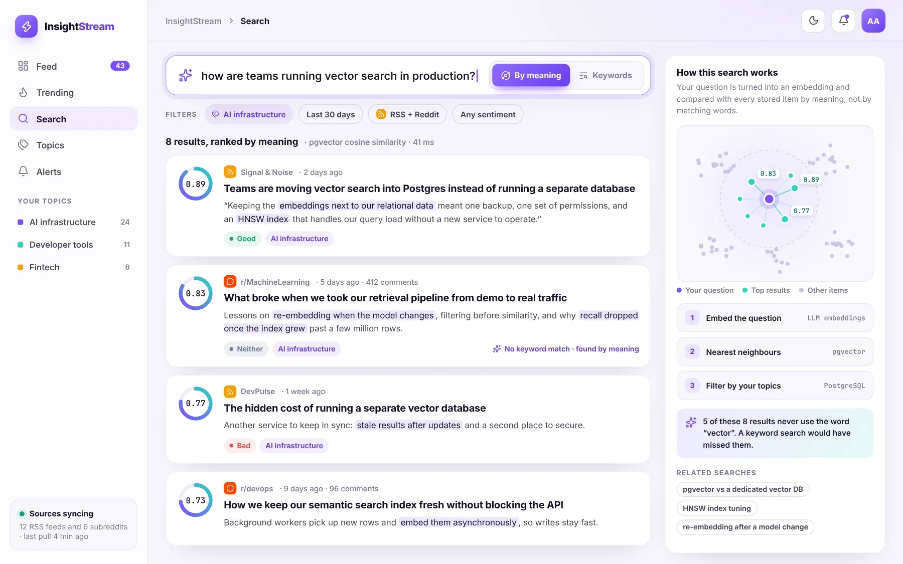 Insight Stream: Search by meaning